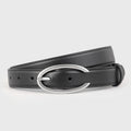 Oval Buckle Leather Belt