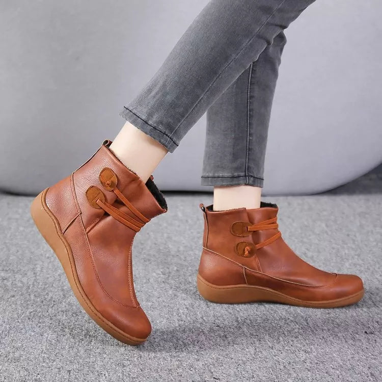 Button Detail Ankle Boots