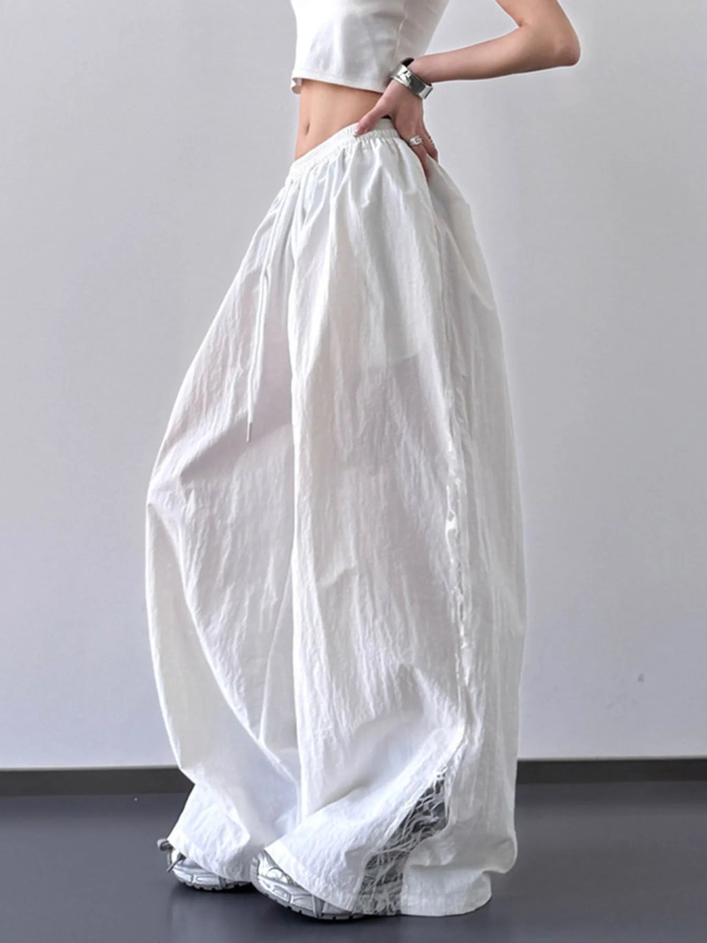 Elastic Waist Wide-Leg Pants