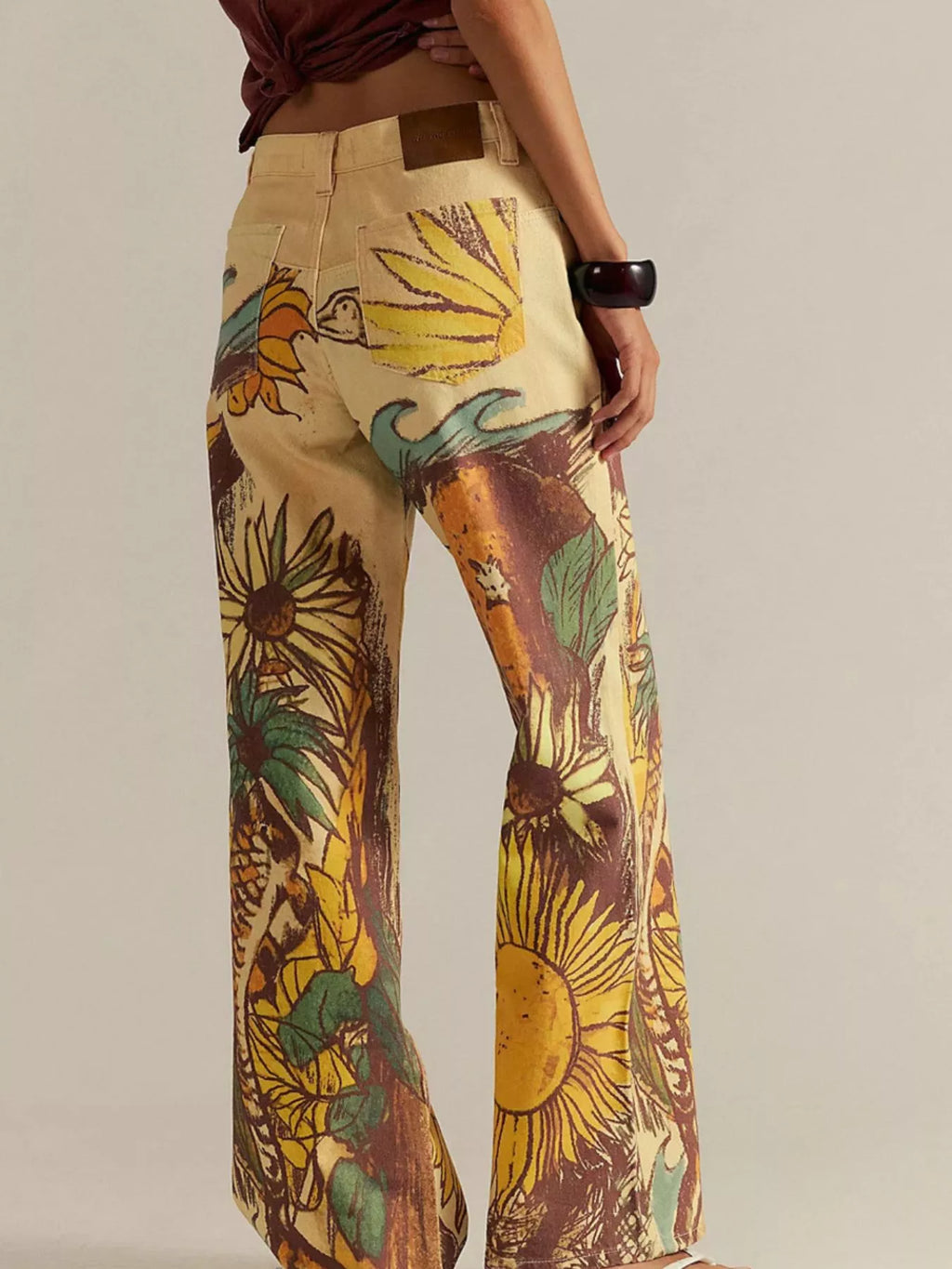 Printed Wide Leg Jeans