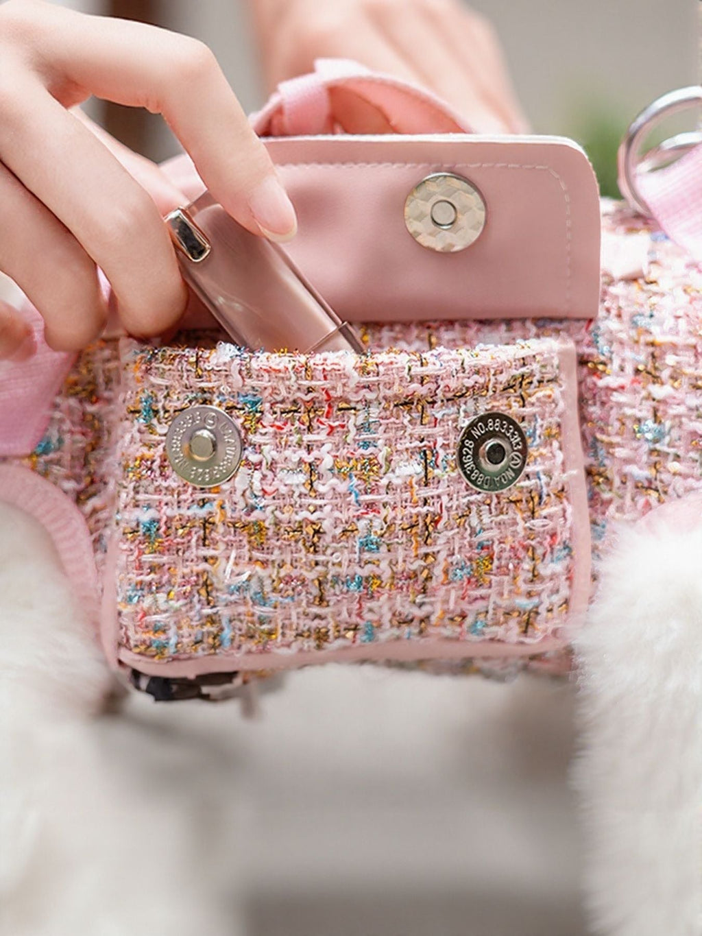 Tweed Pet Harness with Strap
