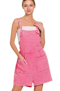 Double Gauze Acid Washed Romper with Square Neck