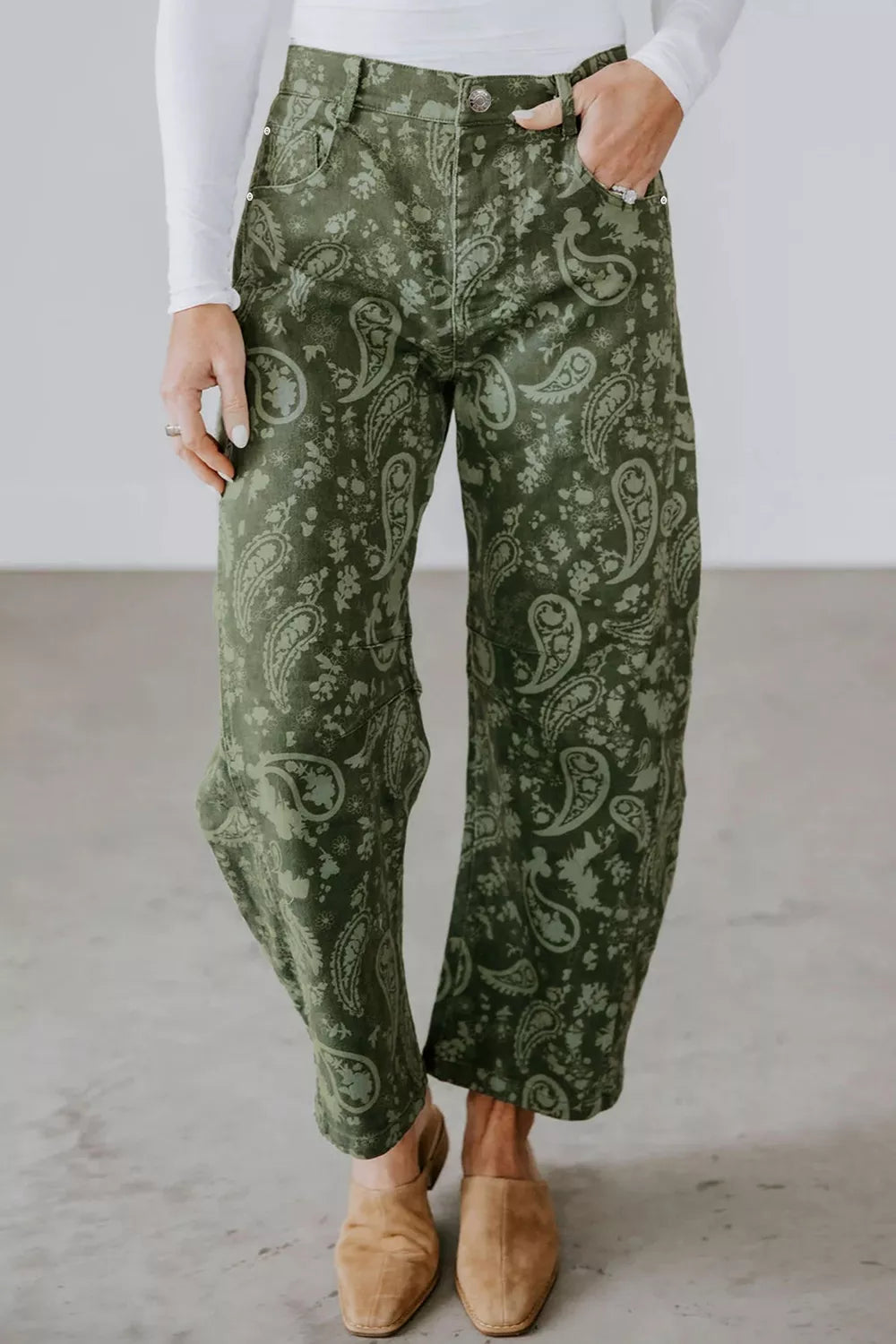 Paisley Print Harem Denim Pants