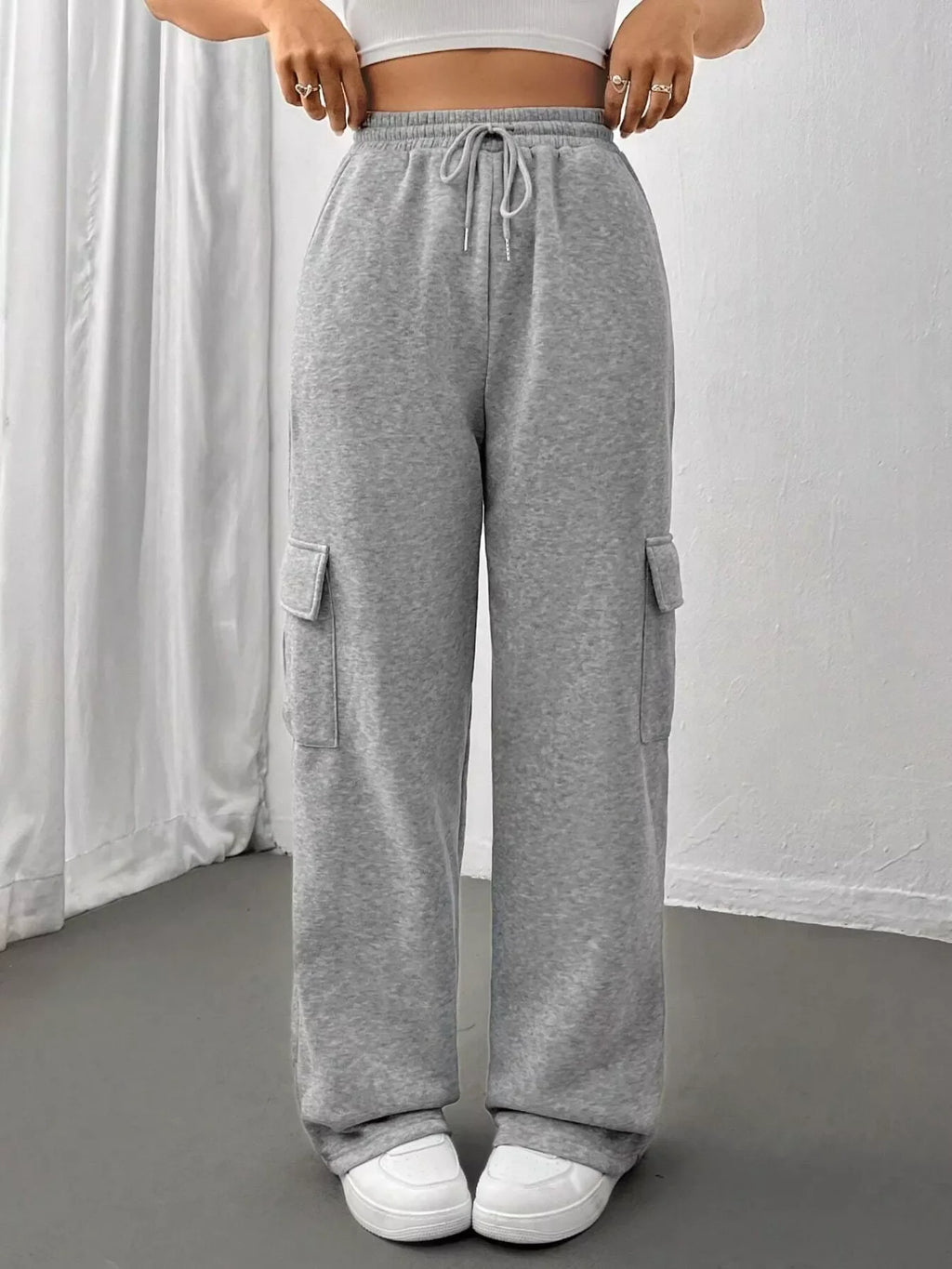 Relaxed Fit Pants with Drawstring Waist