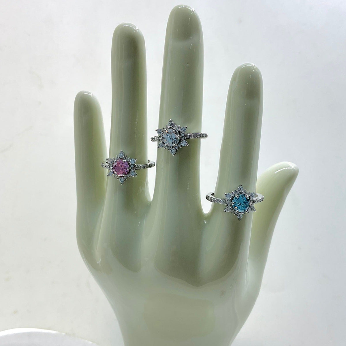 Colorful Zircon Snowflake Ring For Women Adjustable Personalized
