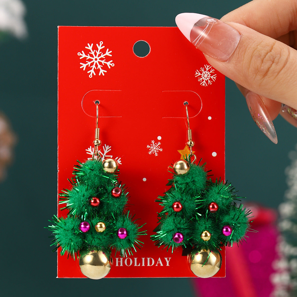 European And American Cross-Border Hot Selling New Christmas Pendant Earrings Cartoon Diamond Alloy Material Christmas Earrings Series Wholesale
