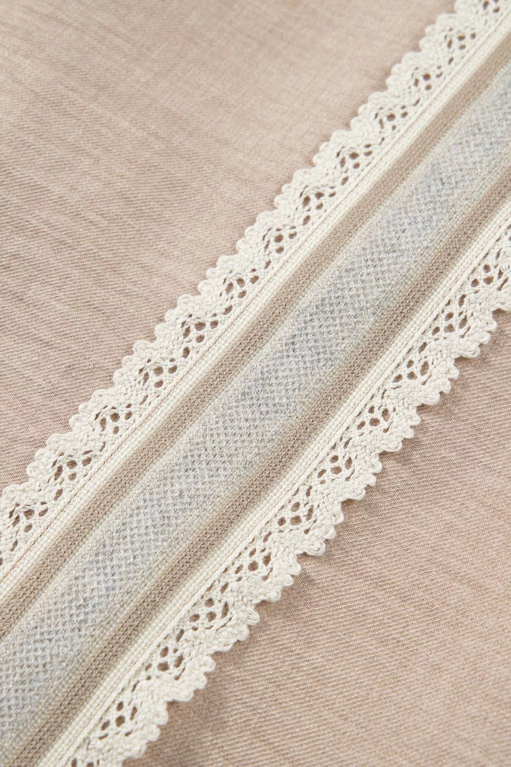 Crochet Lace Accent Pullover Rolled Short Sleeve Blouse