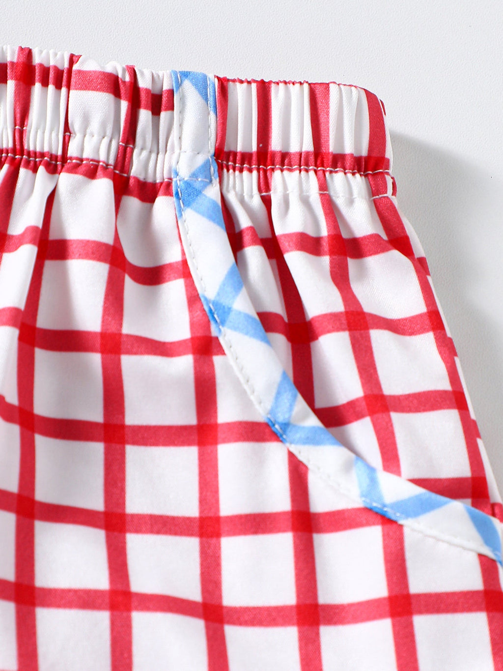 Children's Baseball Embroidered Top & Plaid Shorts Set