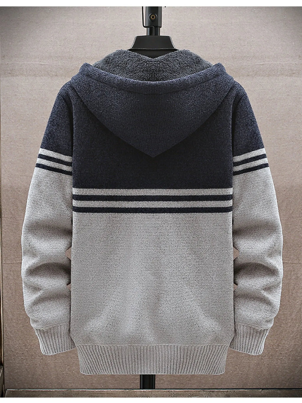 Men's Plus Size Hooded Zip-Up Cardigan