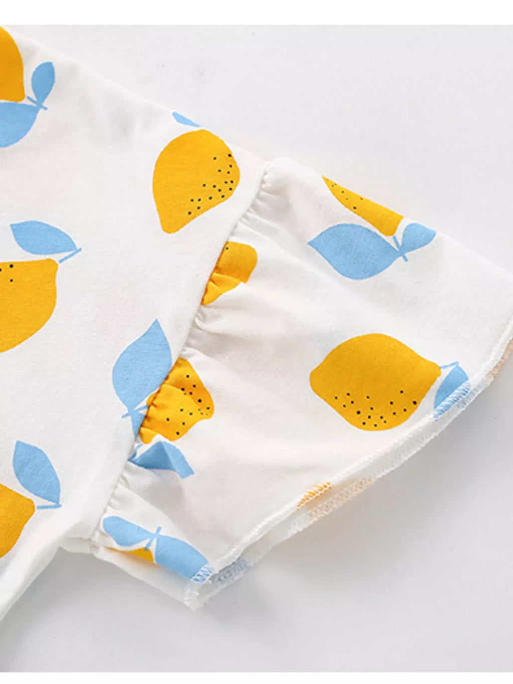 Children's Lemon Print Ruffle Sleeve Top and Shorts Set