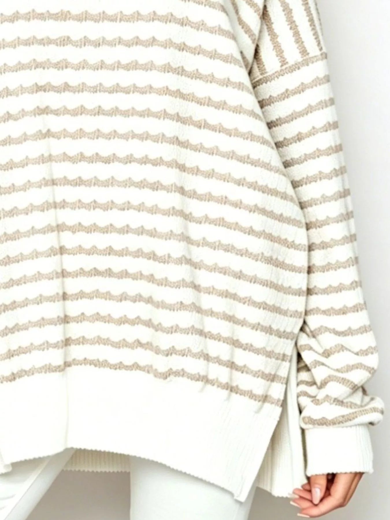 Oversized Striped Crew Neck Sweatshirt