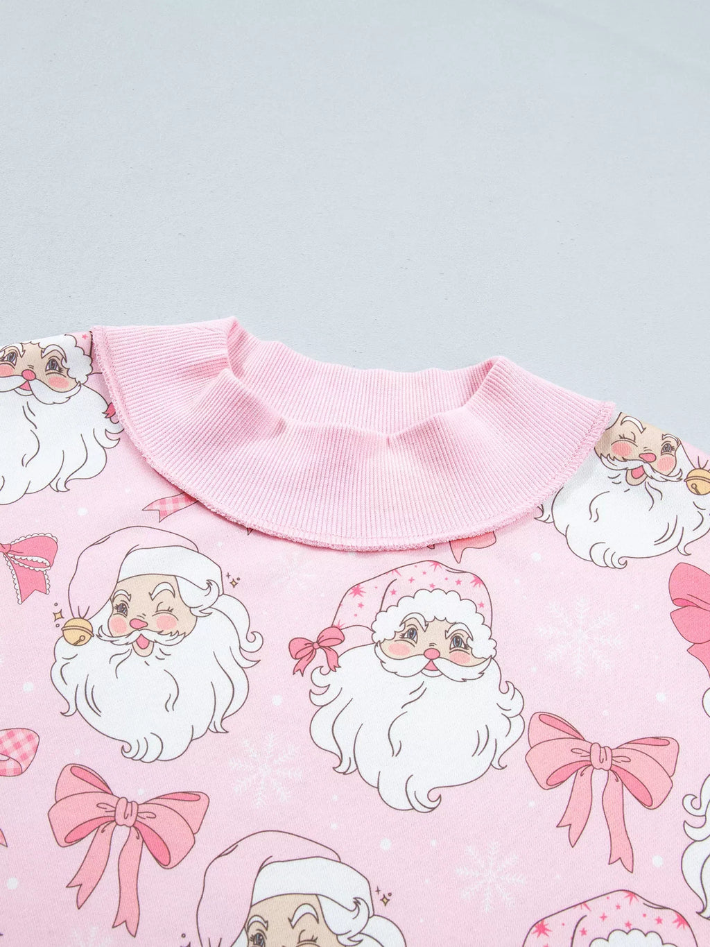 Abstract Santa Print Drop Shoulder High Neck Sweatshirt
