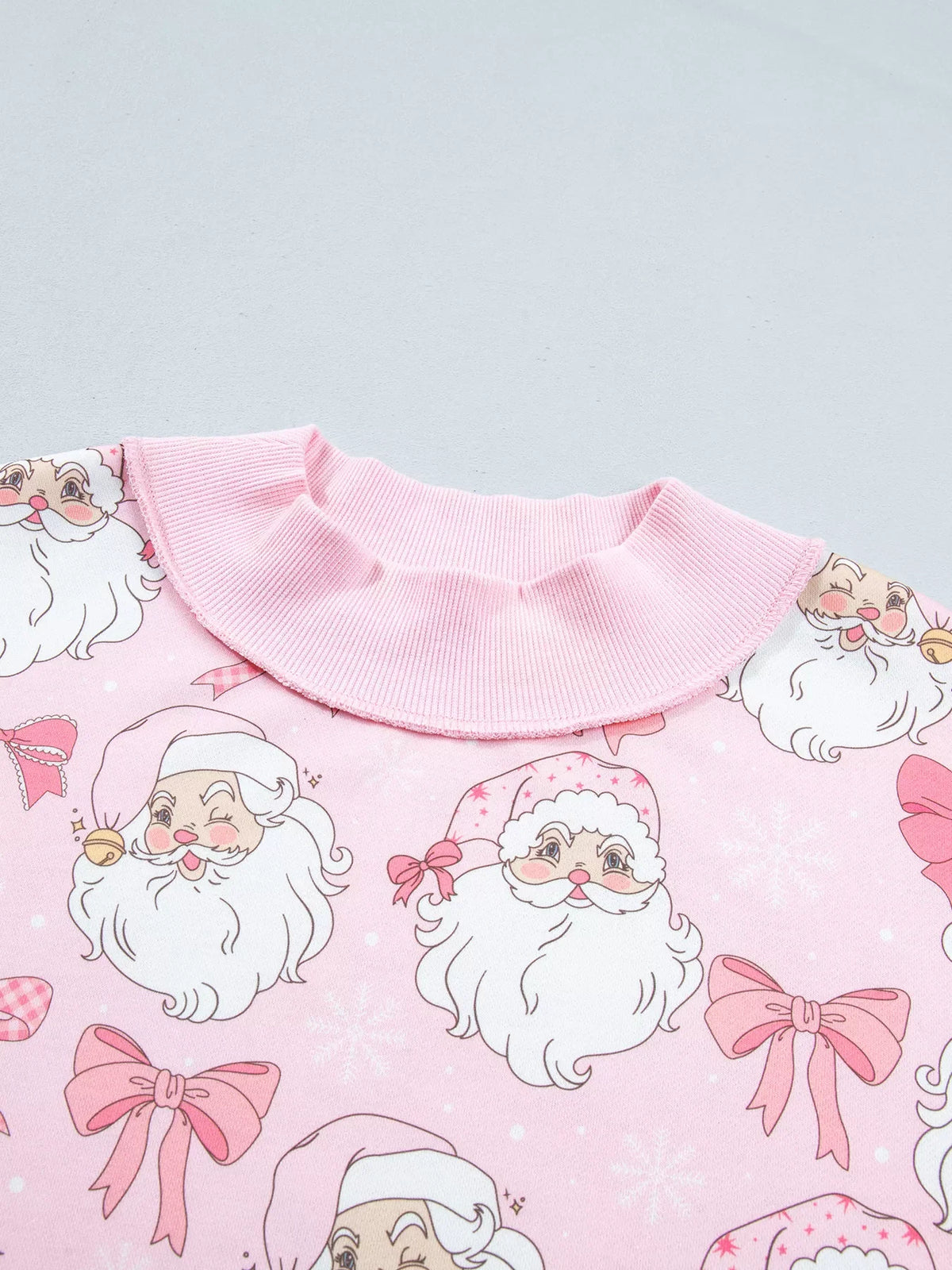 Abstract Santa Print Drop Shoulder High Neck Sweatshirt