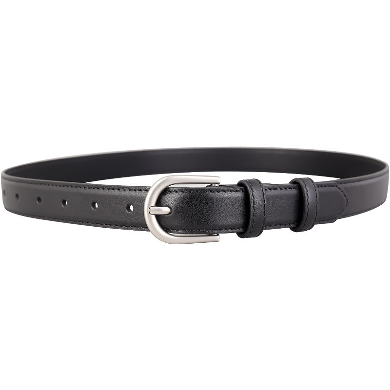 Leather Belt with Silver Buckle