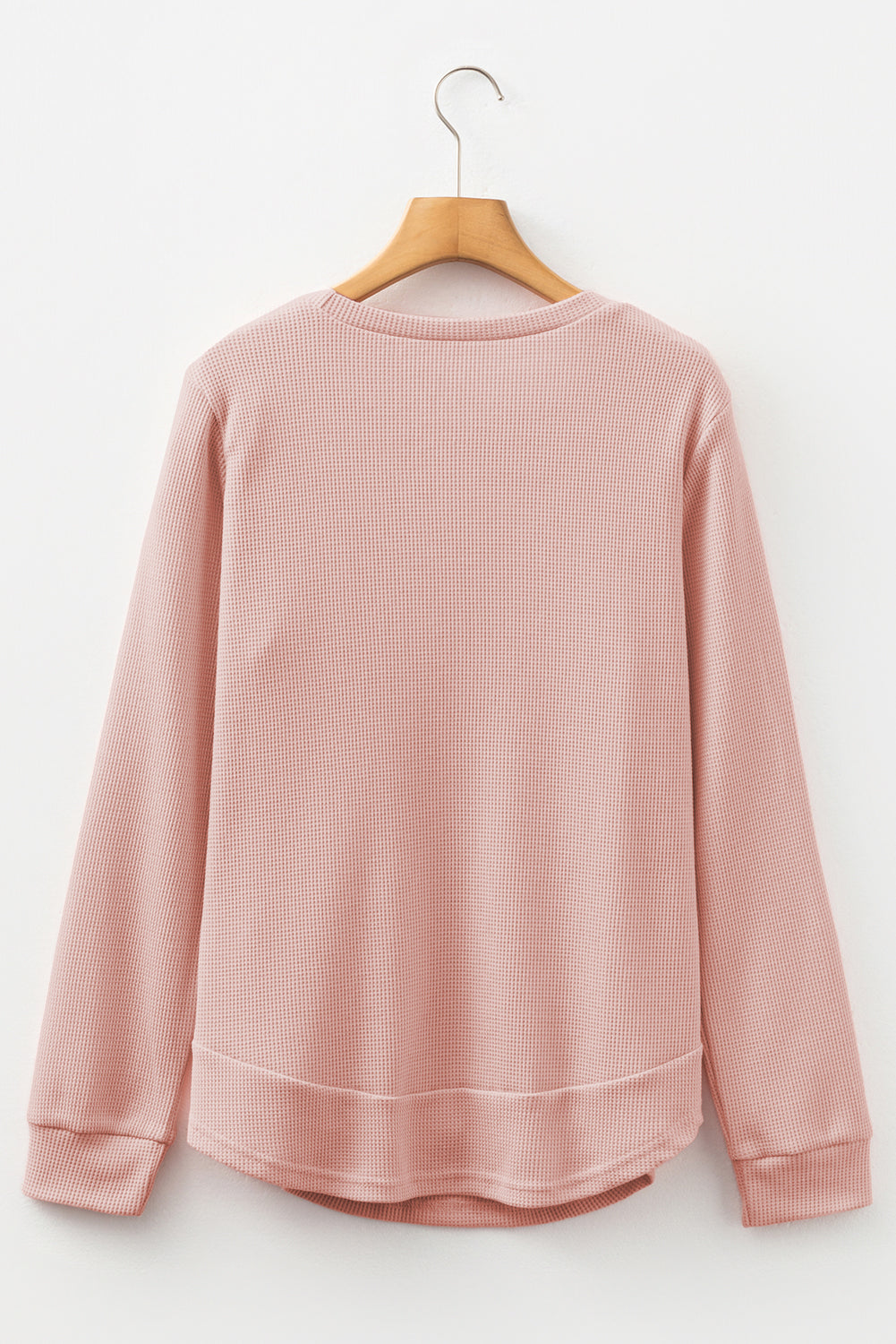 Solid Waffle Knit Long Sleeve Top