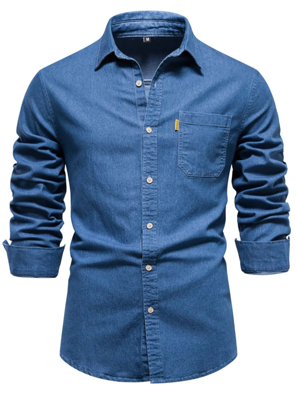 Men's Button-Down Denim Shirt with Chest Pocket