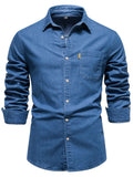Men's Button-Down Denim Shirt with Chest Pocket