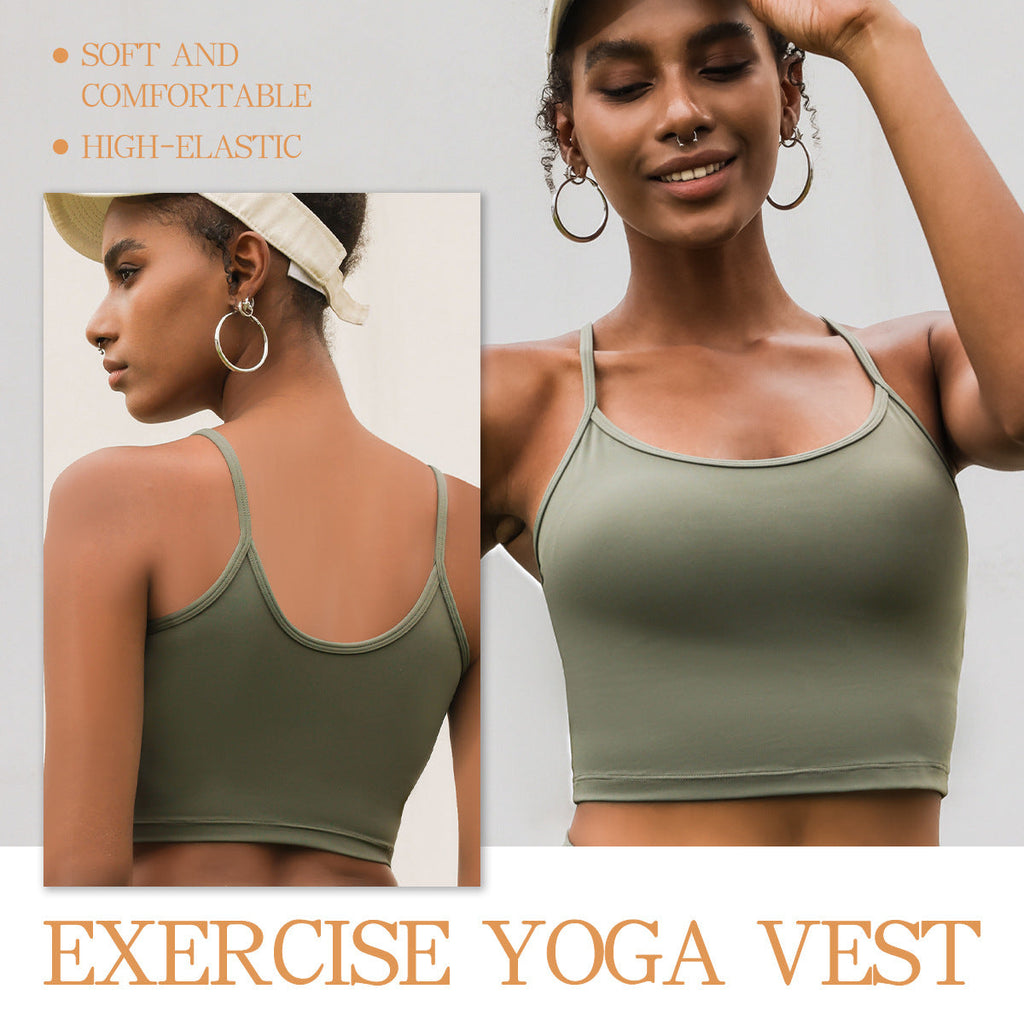 Backless Twisted Strap Yoga Sports Bra With Built-in Padded Cups Shock-Absorbing And Push-Up