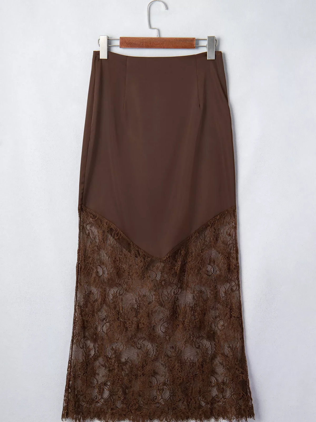 Lace Patchwork Hem Long Casual Shift Skirt