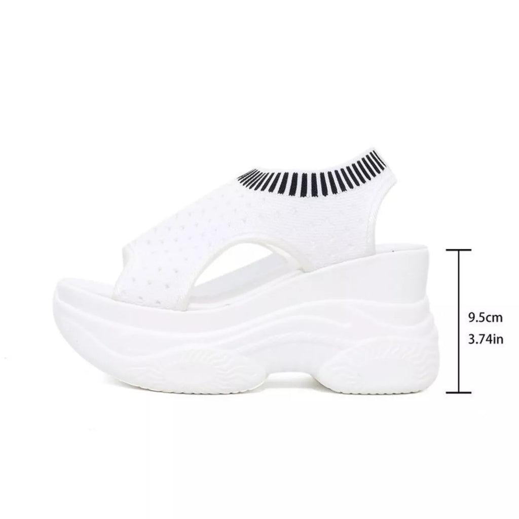 Mesh Platform Wedge Sandals