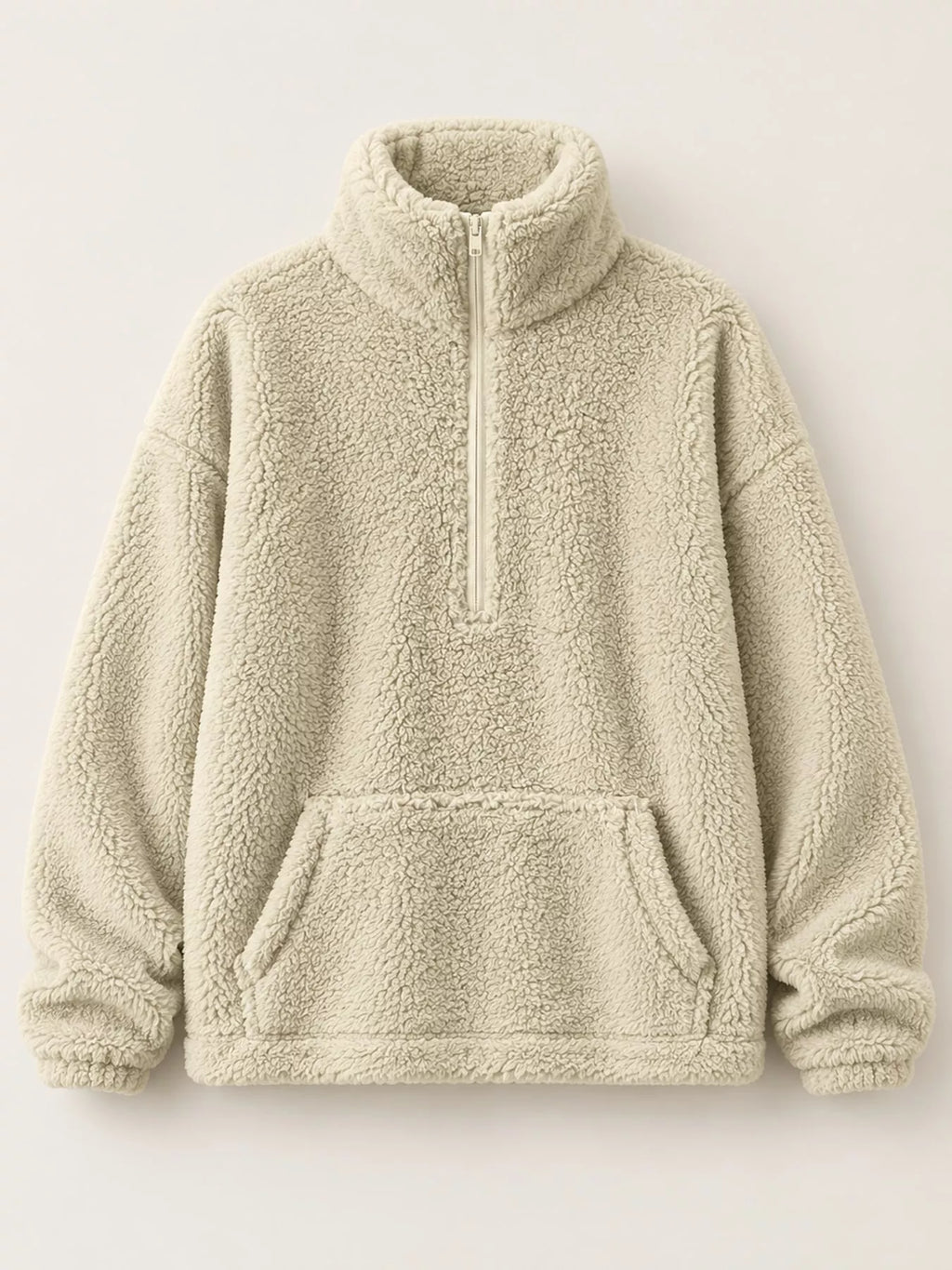 Full Size Sherpa Quarter-Zip Turtleneck Sweatshirt Plus Size