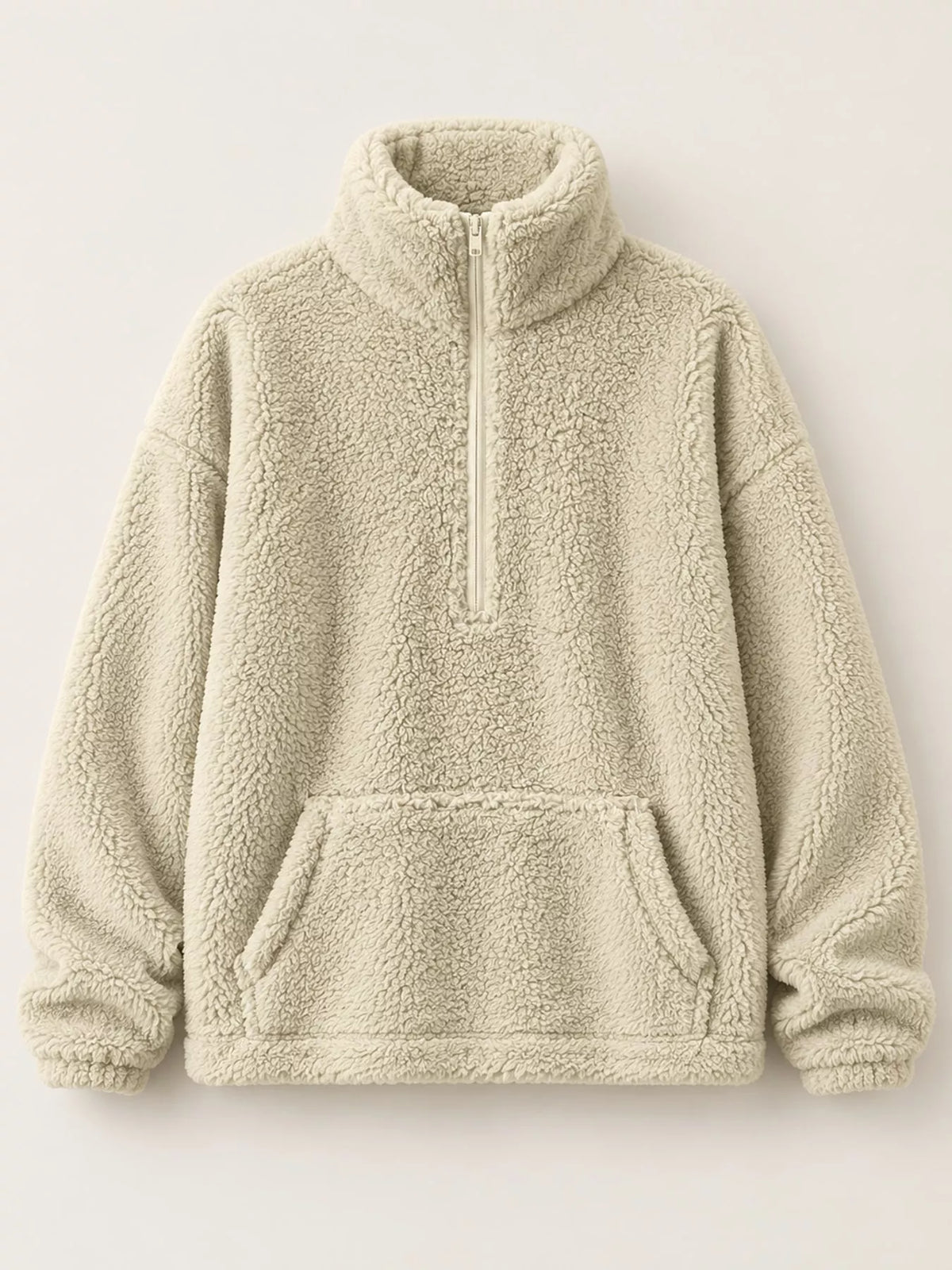 Full Size Sherpa Quarter-Zip Turtleneck Sweatshirt Plus Size