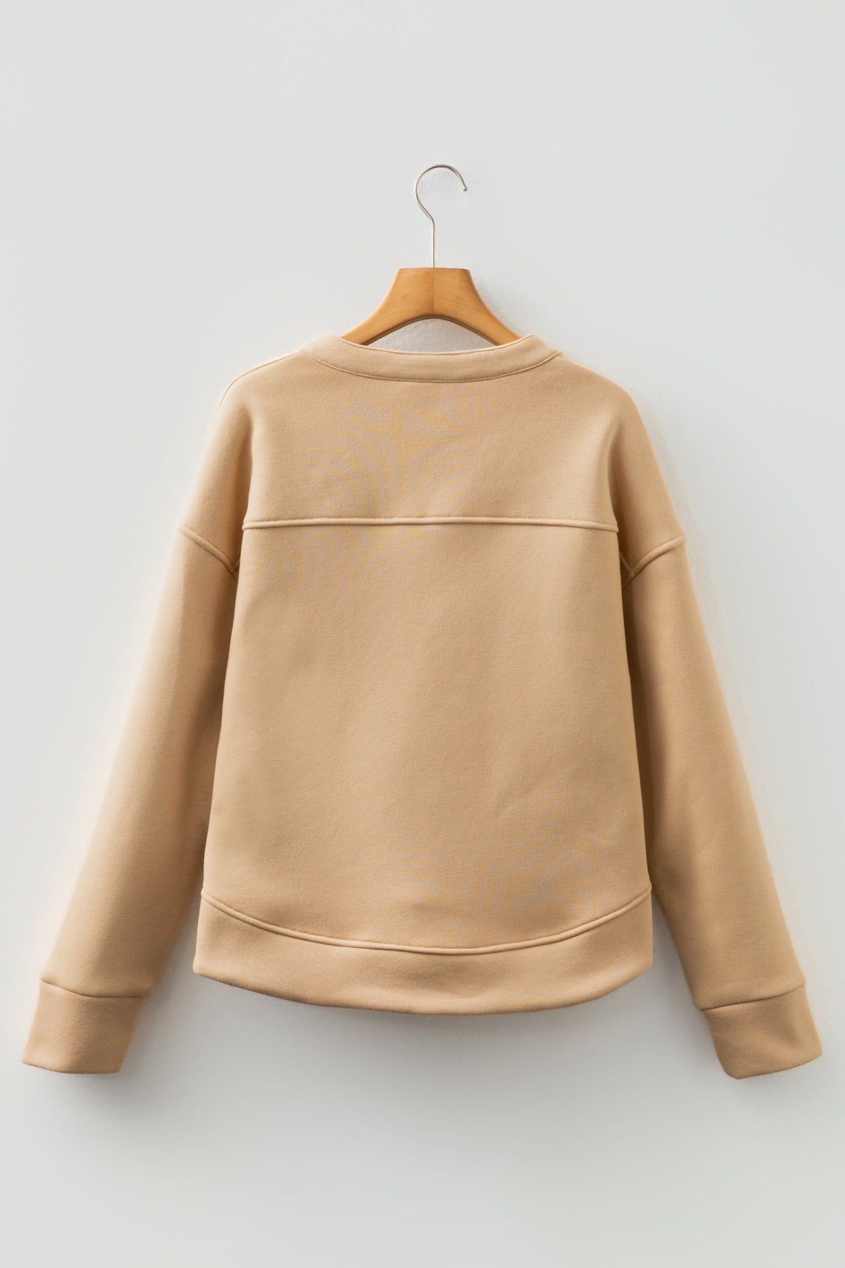 Solid Grommet V-Neck Drop Shoulder Sweatshirt