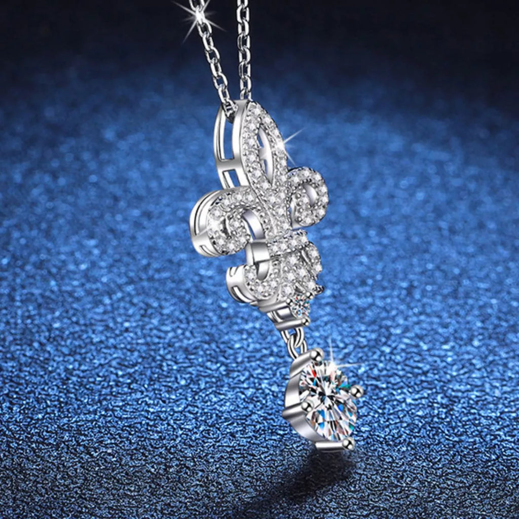 1 Carat Moissanite 925 Sterling Silver Iris Pendant Necklace