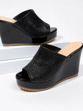 Textured Wedge Platform Sandals
