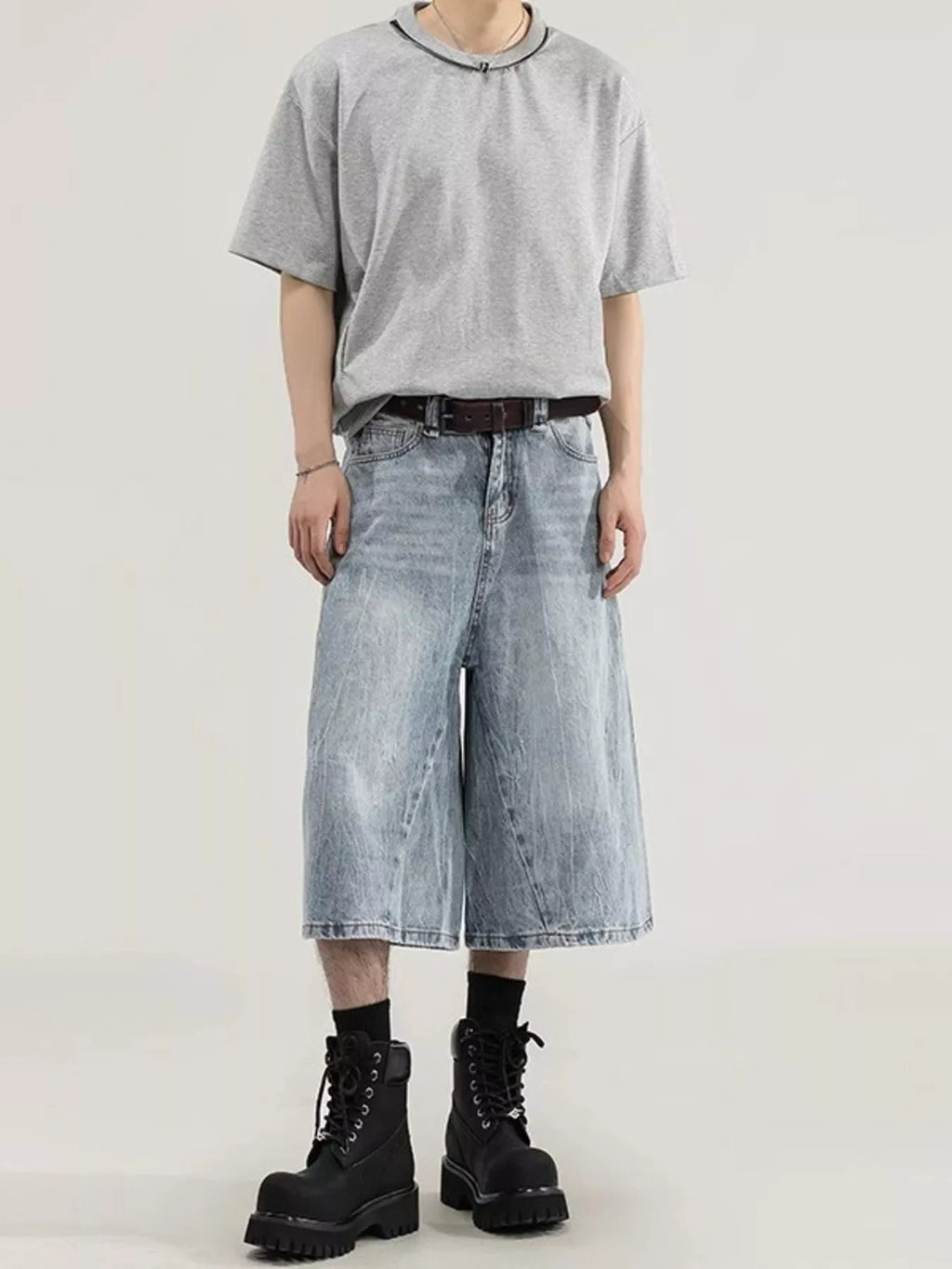 Men's Plus Size Wide Leg Capri Jeans