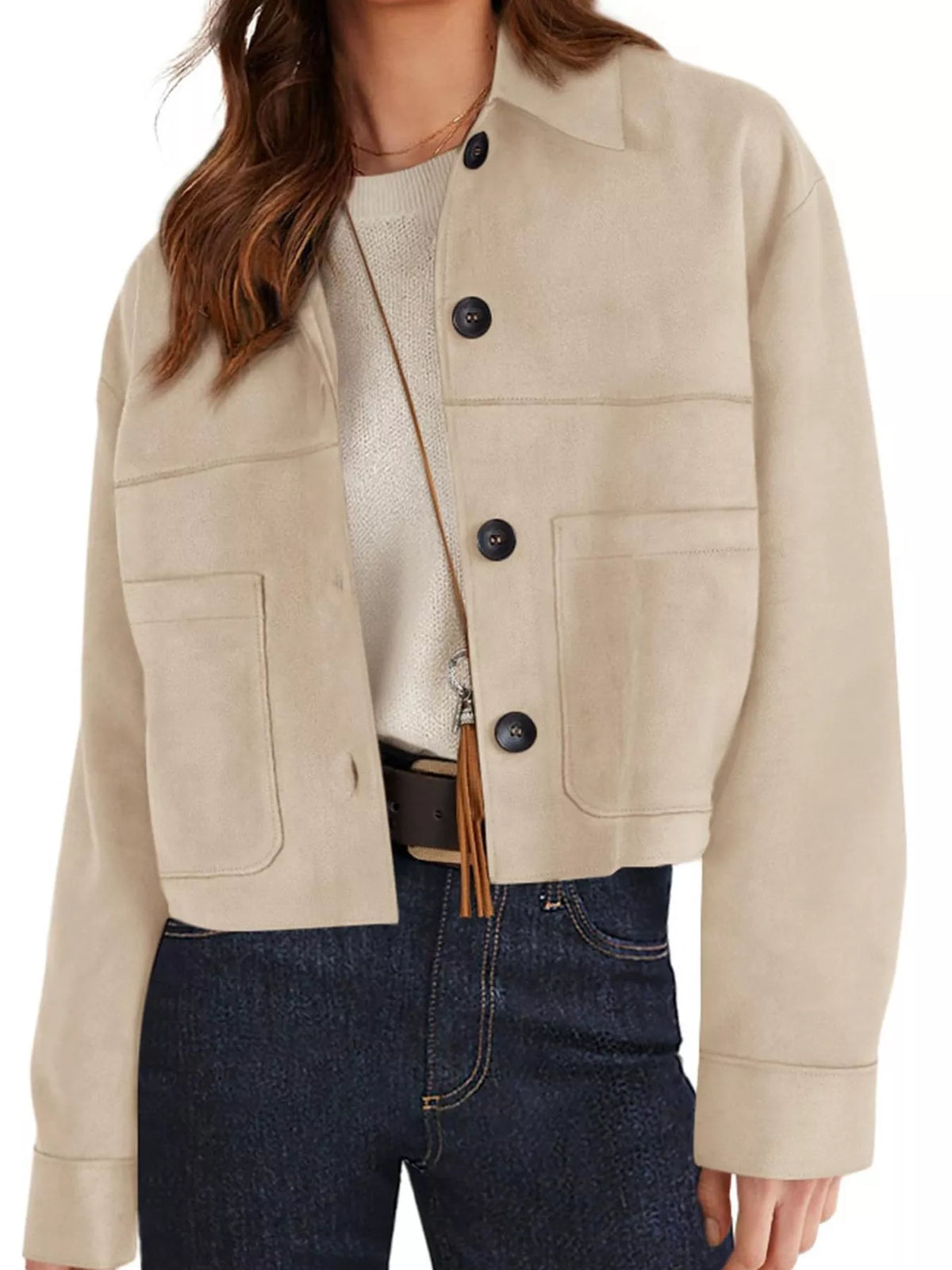 Button-Down Cropped Jacket