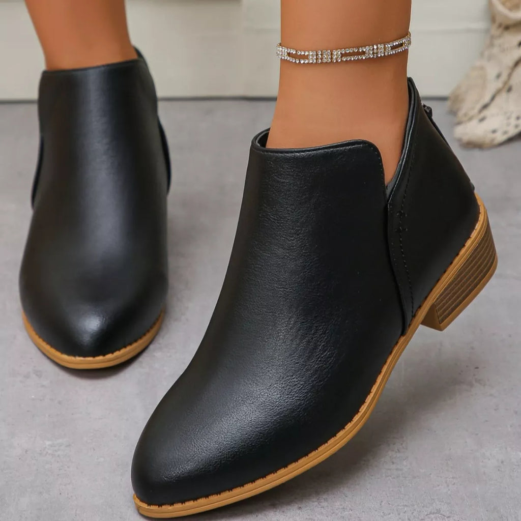 Point Toe Block Heels Boots