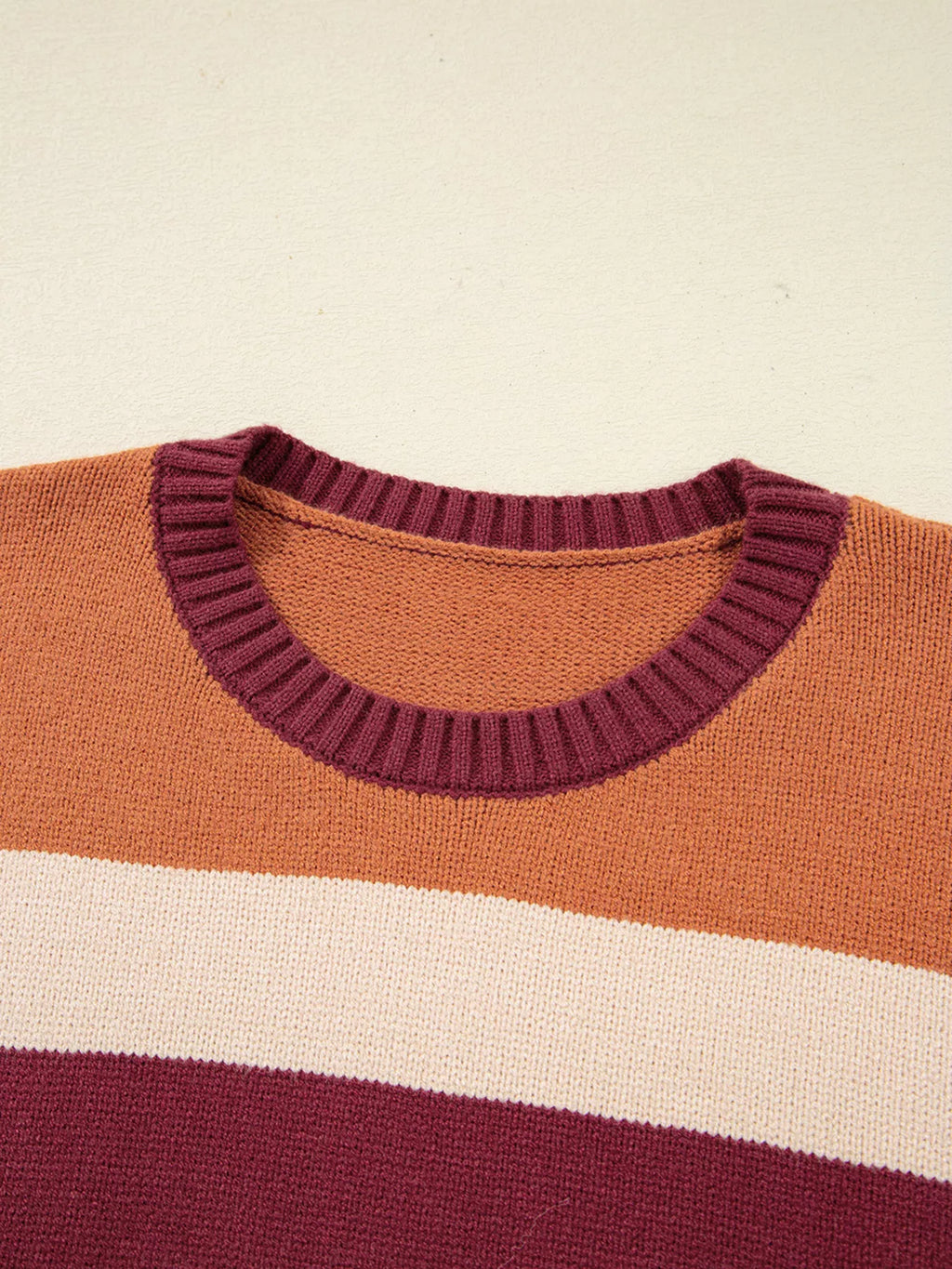 Checkered Color Block Knitted Drop Shoulder Sweater