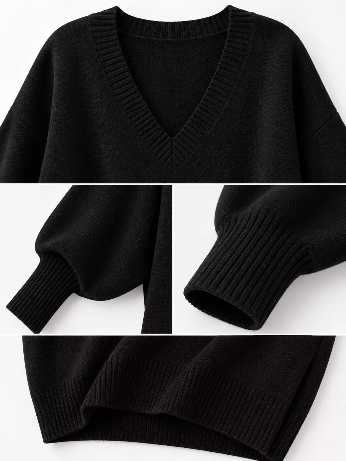 Full Size V-Neck Oversized Batwing Sleeve Sweater Plus Size