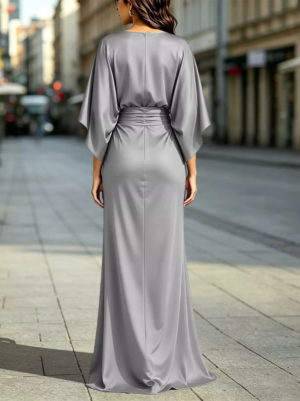Ruched Waist Maxi Dress with Pockets