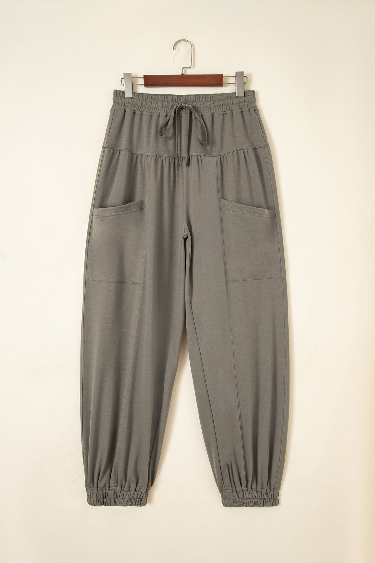 Solid Drawstring Elastic Waist Pants