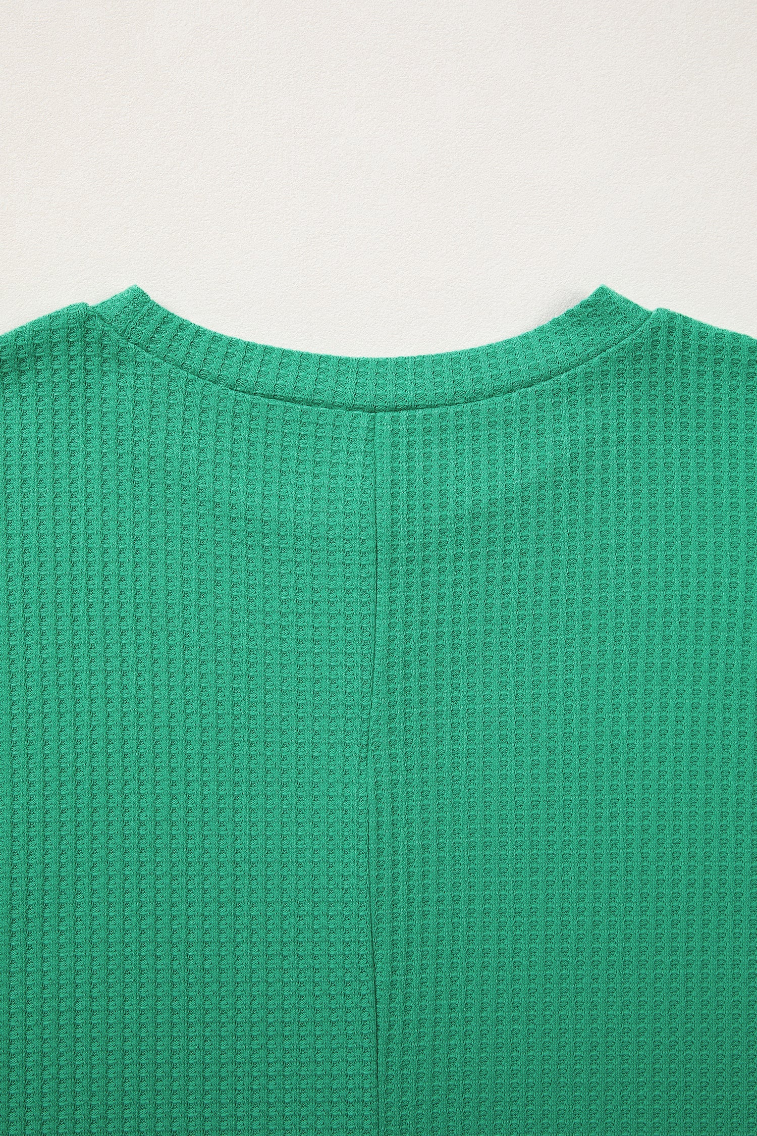 Sea Green Waffle Textured Knit Dolman Short Sleeve Loose Top