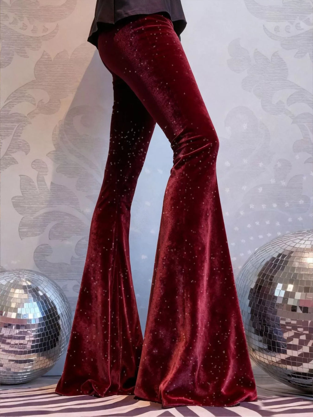 Velvet High Waist Flared Pants