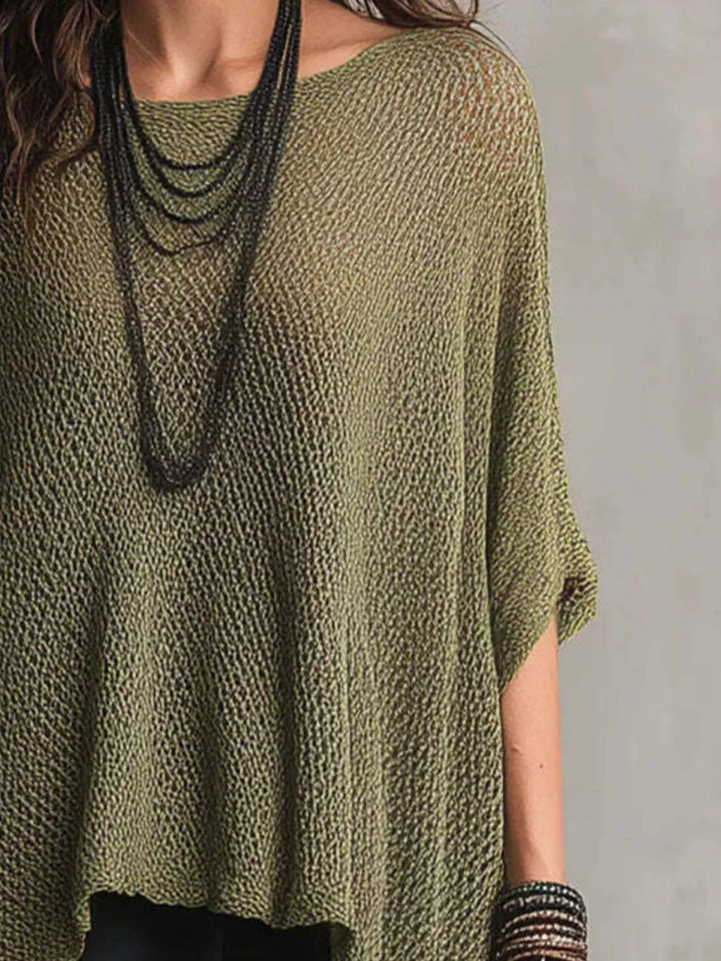 Full Size Loose Knit Round Neck Top Plus Size