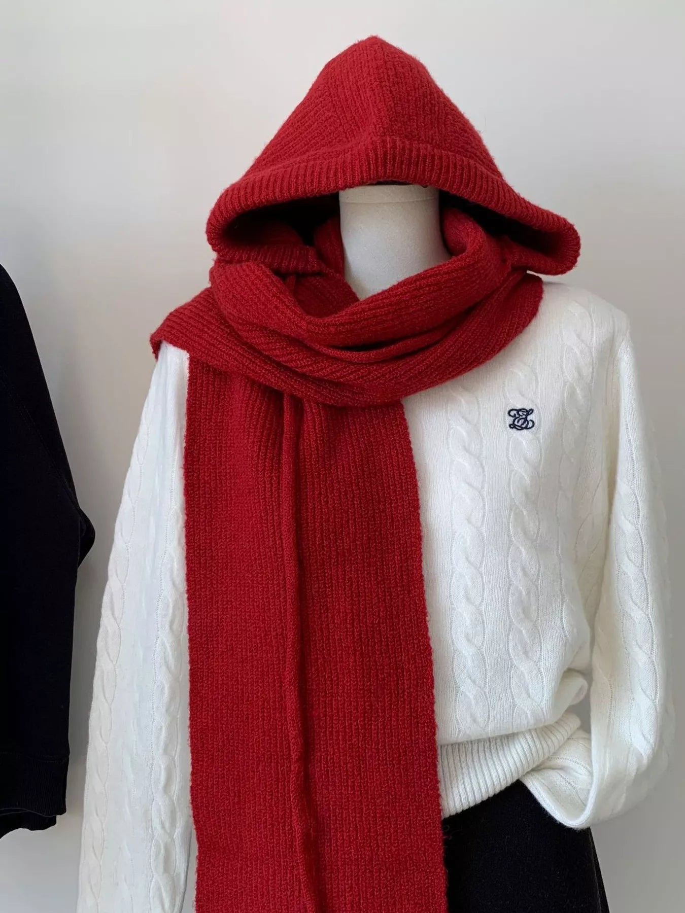 Knitted Solid Color Scarf Hat