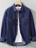 Men's Plus Size Button Up Long Sleeve Denim Shirt
