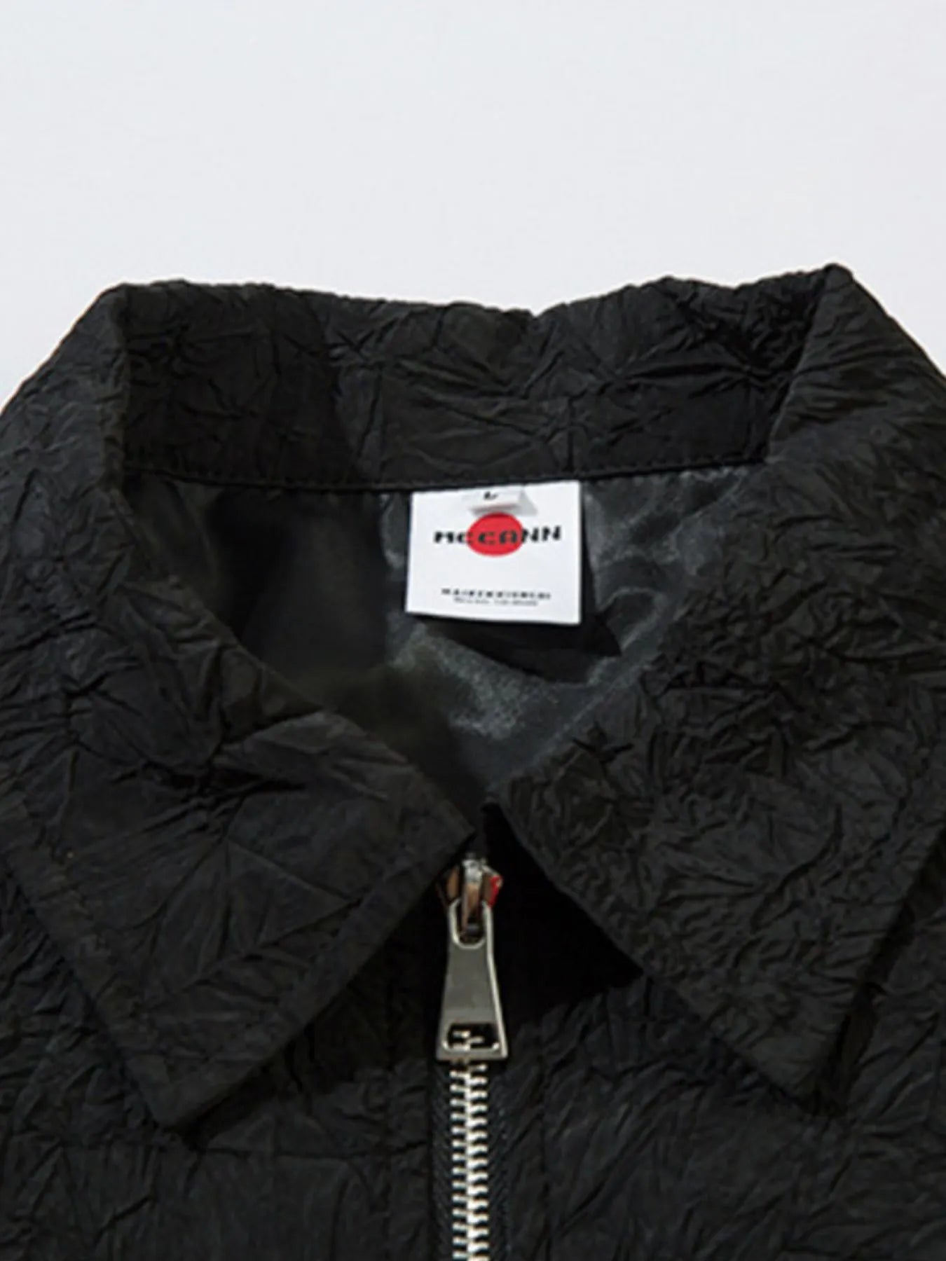 Textured Bomber Collared Neck Zip Up Jacket
