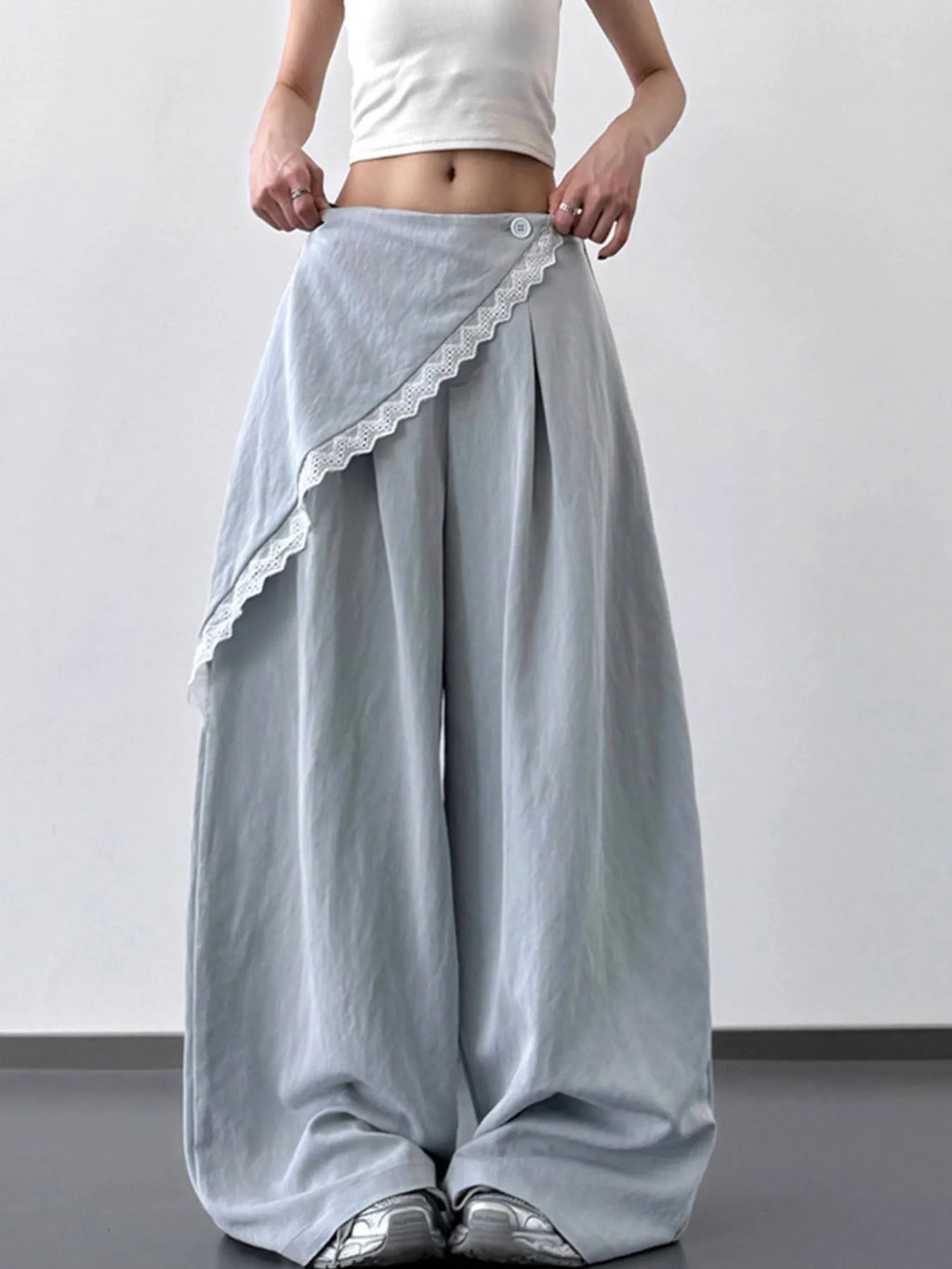 Lace Detail Wide Leg Pants