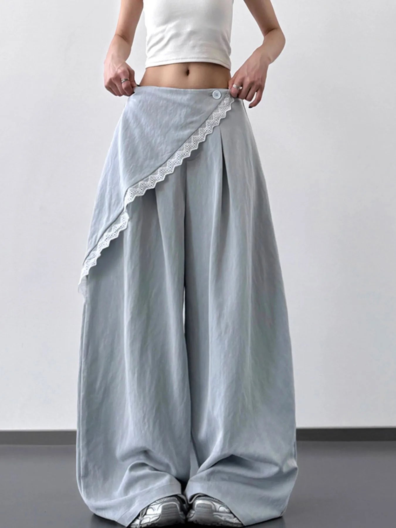 Lace Detail Wide Leg Pants