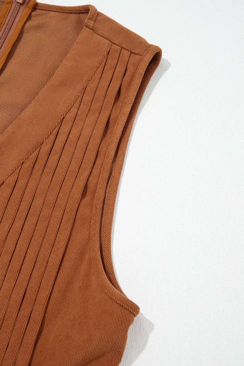 Solid Color Tie V Neck Sleeveless Corduroy Romper