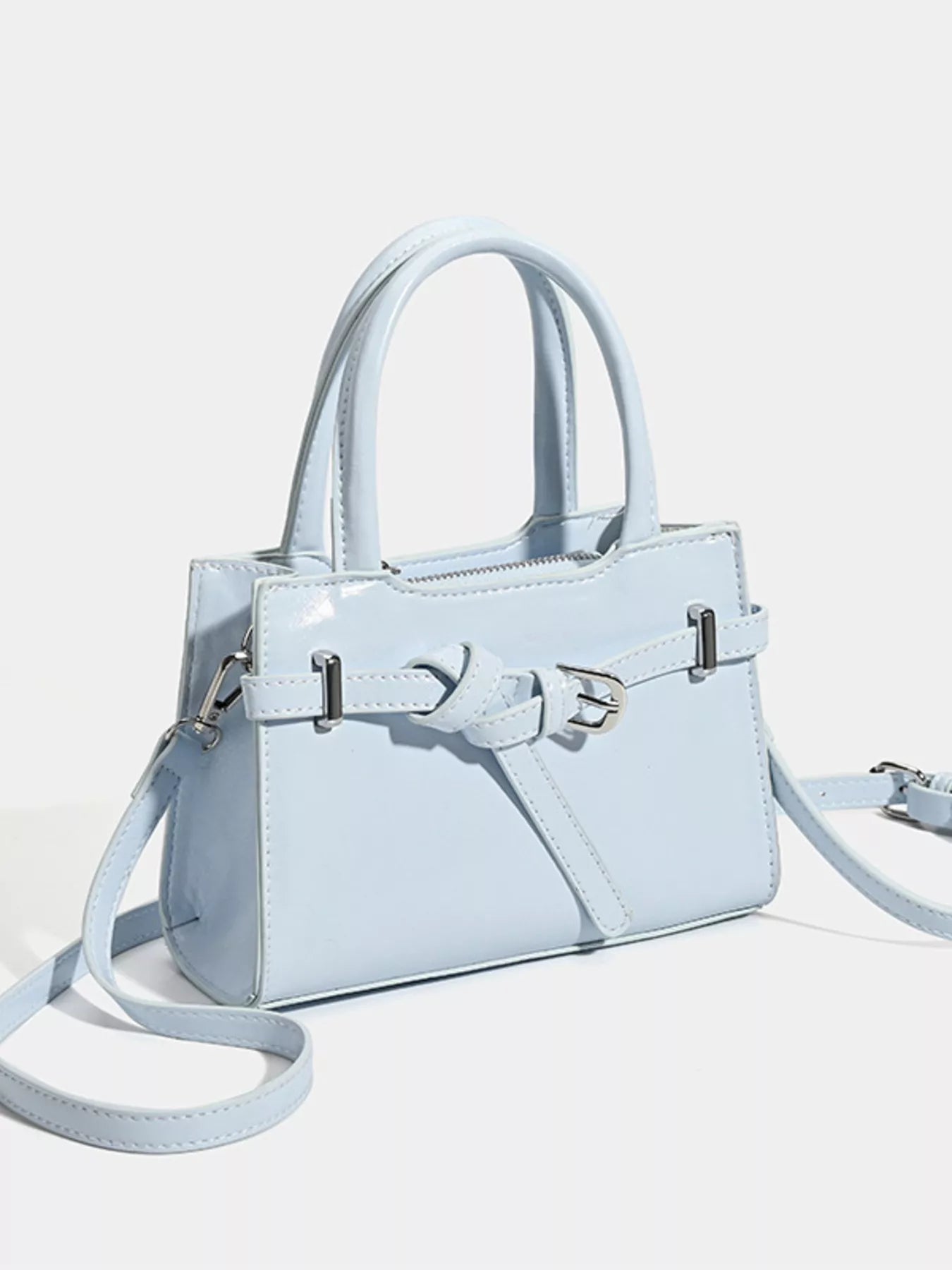 Buckle Decor Top Handle Handbag