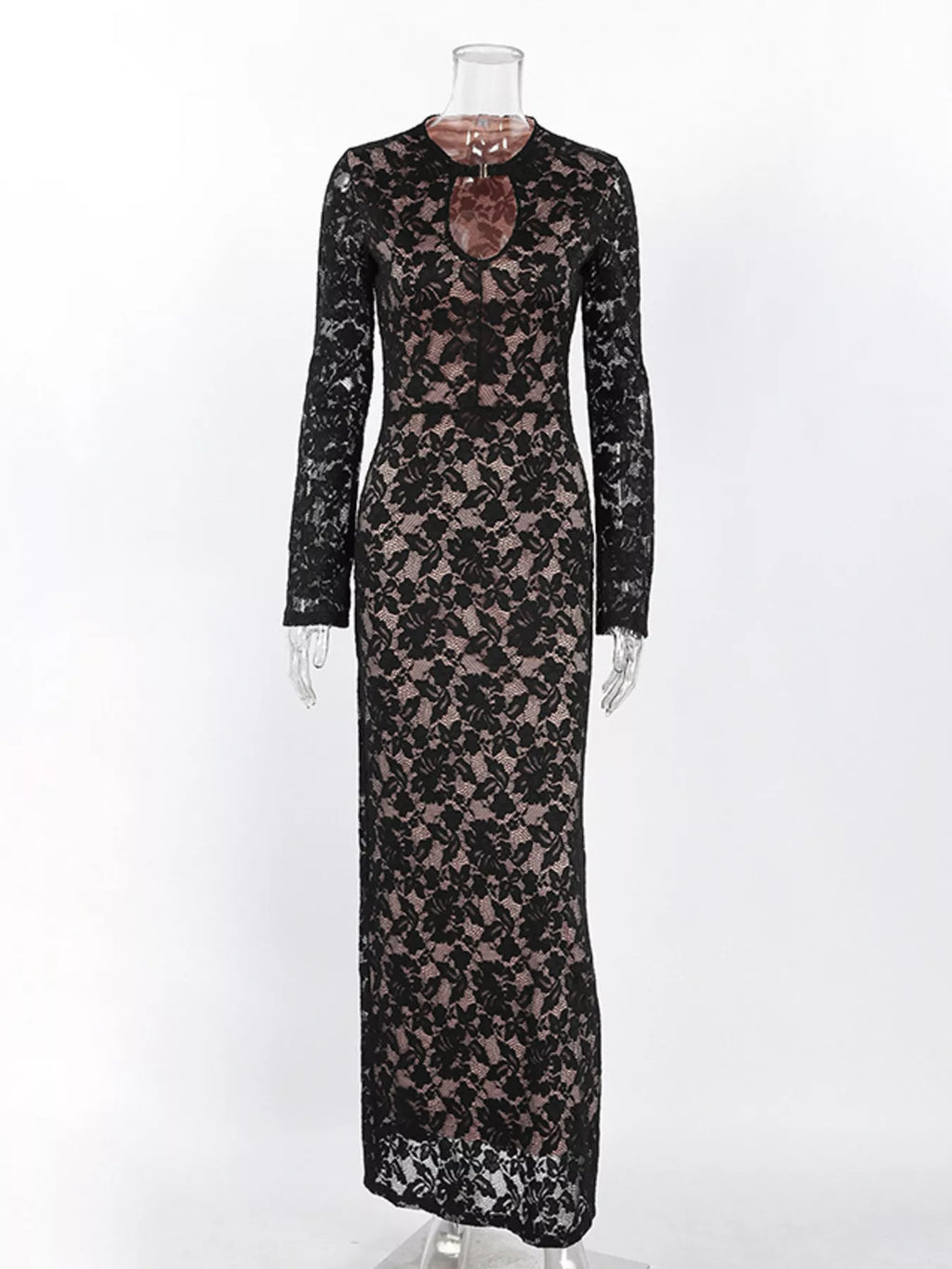 Lace Long-Sleeve Bodycon Maxi Dress