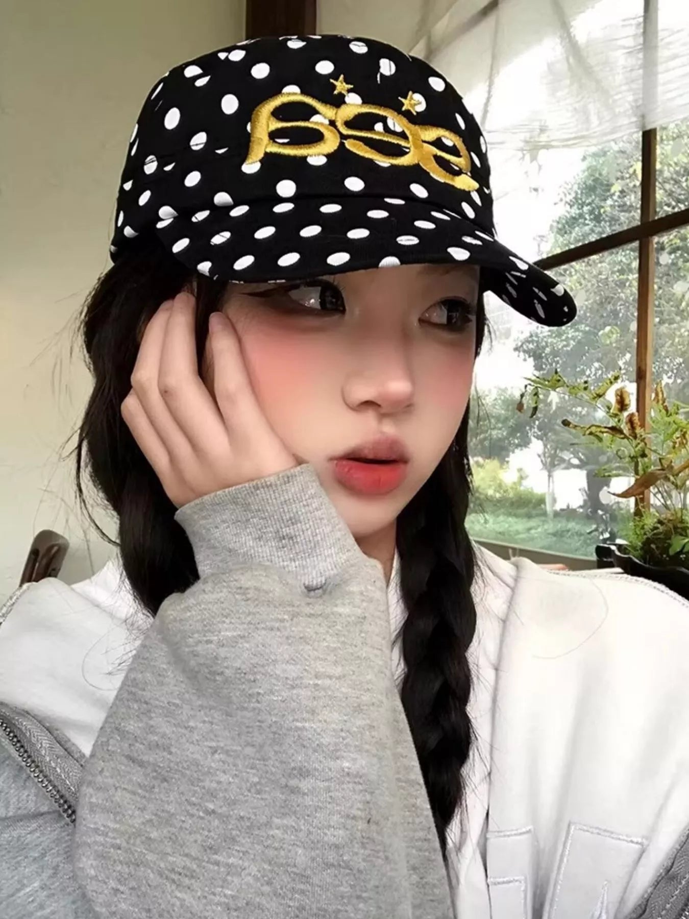 Polka Dot Embroidered Baseball Cap