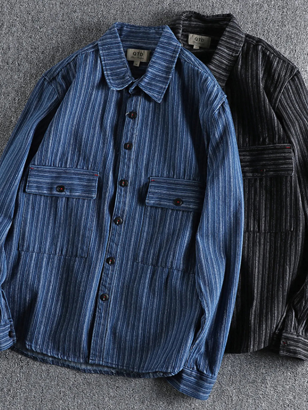 Men's Striped Button Down Denim Shirt