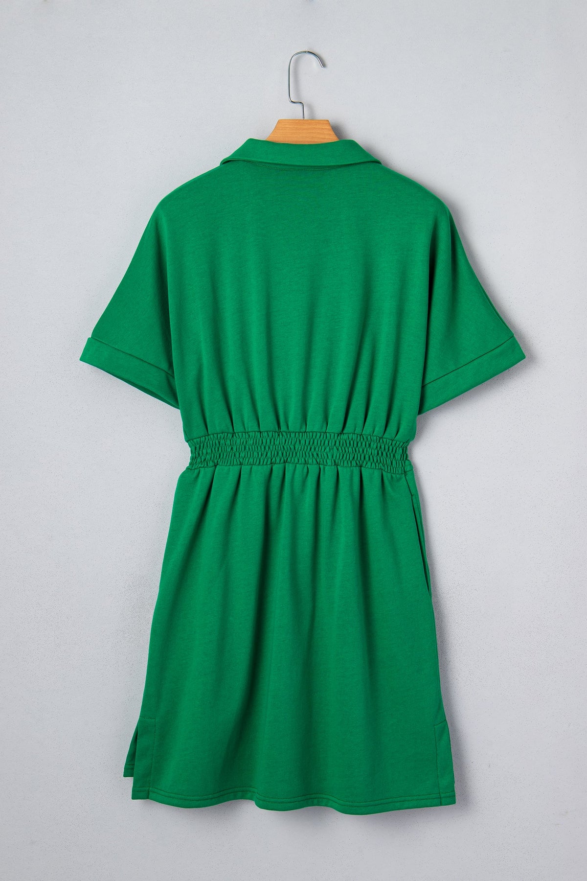 Geometric Patchwork Half-Zip Elastic Waist Dress